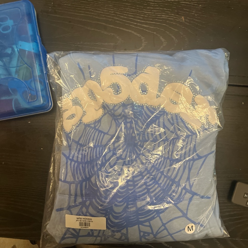 Sp5der Worldwide Hoodie Sky Blue